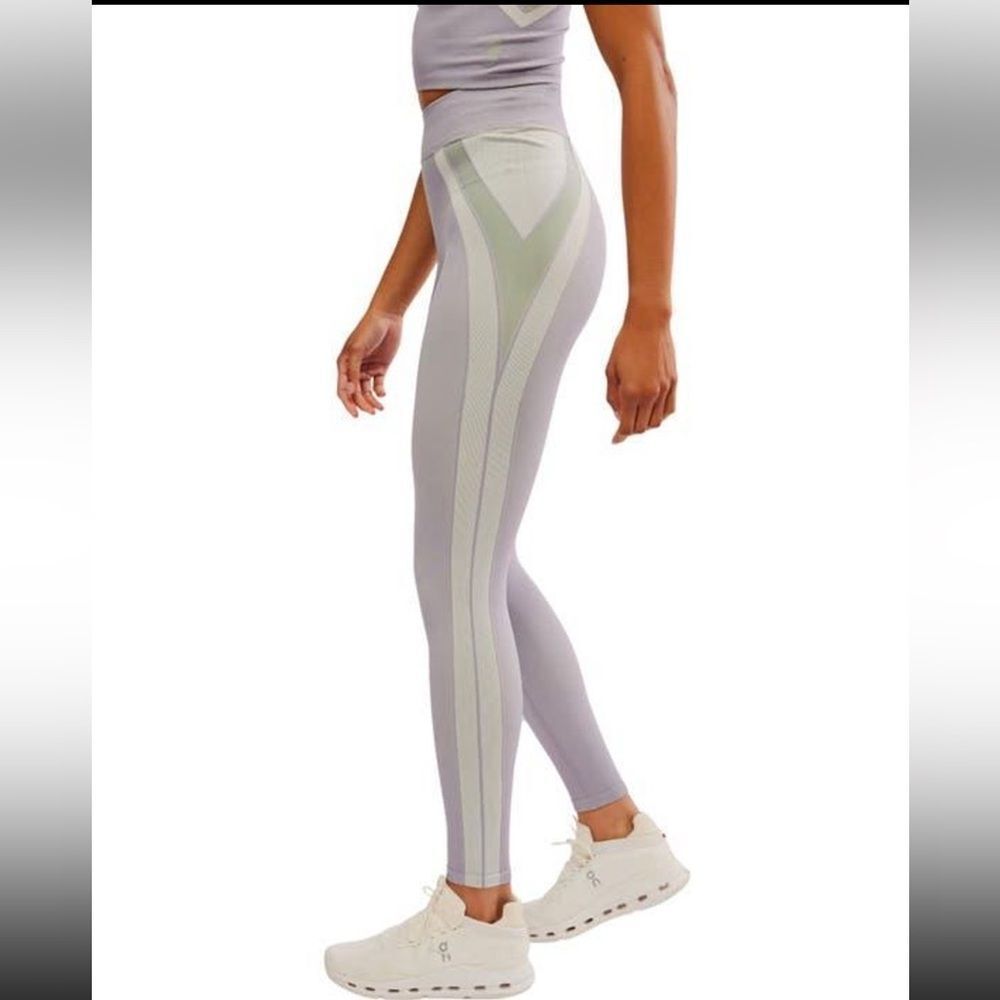 Free People Lavender & Pale Green High-Waist Seamless Leggings